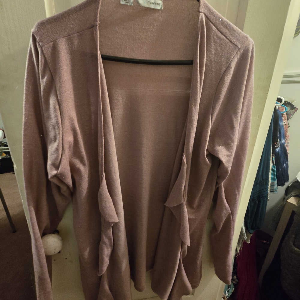 Women's Pink Open Front Sweater